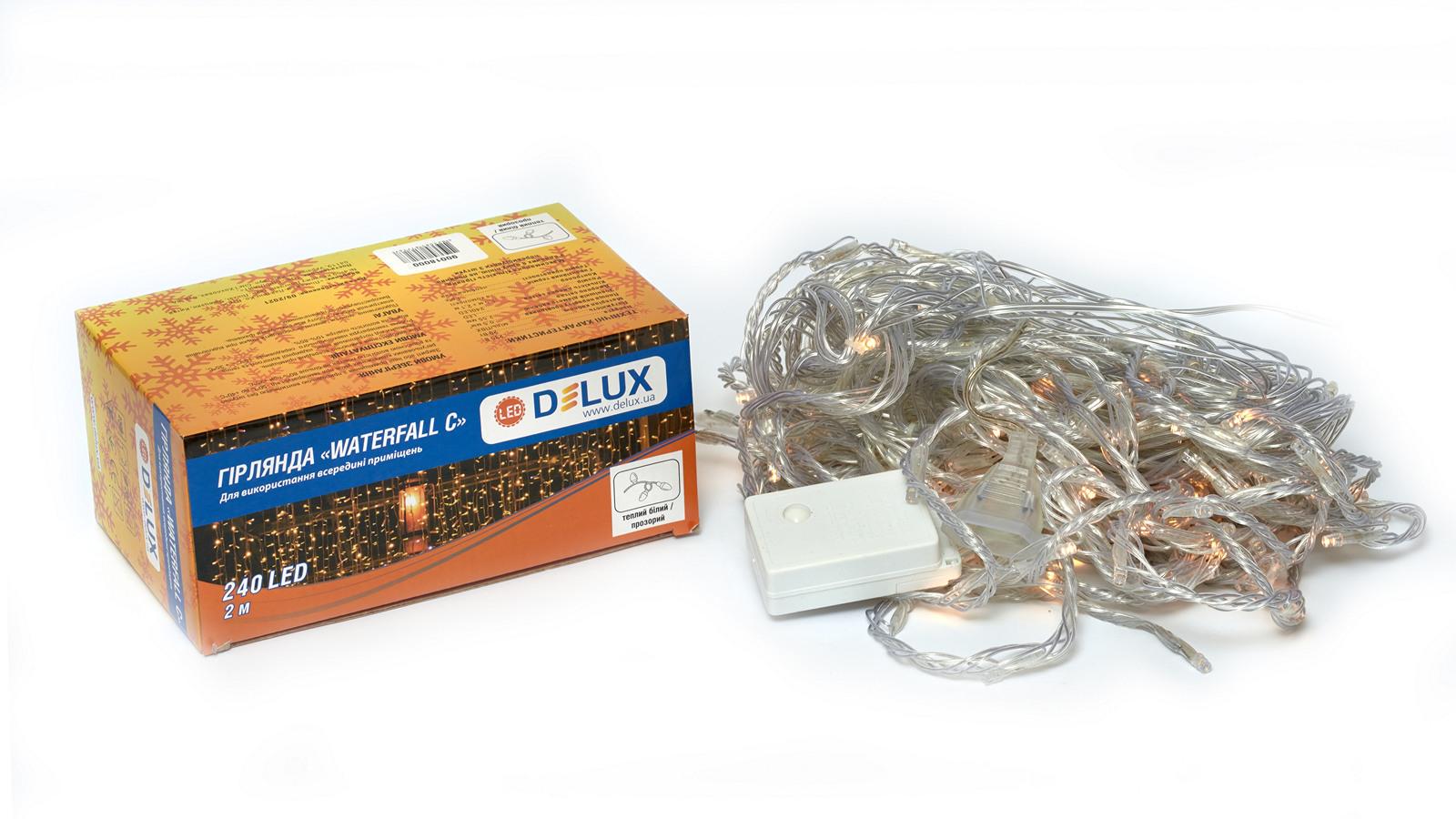 Гирлянда внутренняя Delux Waterfall С 240 LED IP20 2х2 м Теплый белый/Прозрачный (90018000)