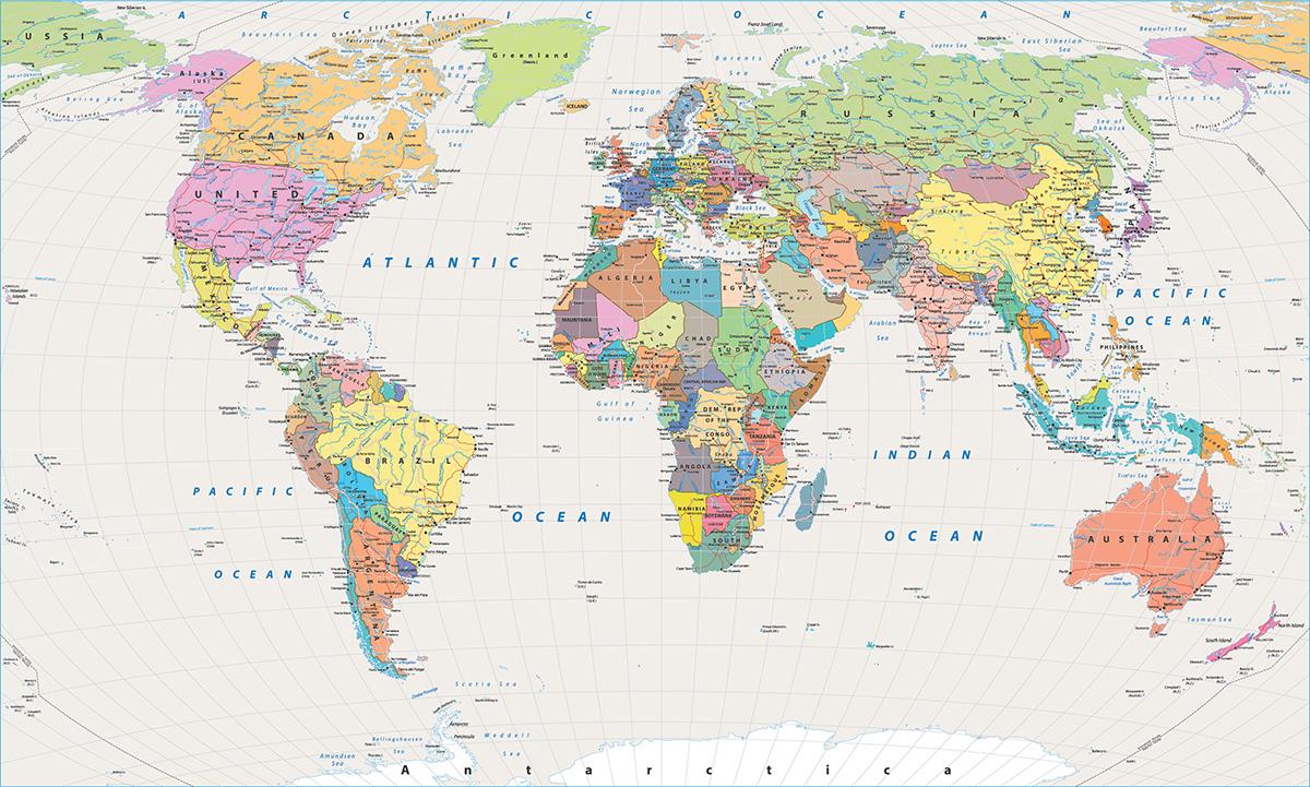 Фотообои бесшовные Карта Мира на бежевом фоне 2,5х1,5 м (1180415)