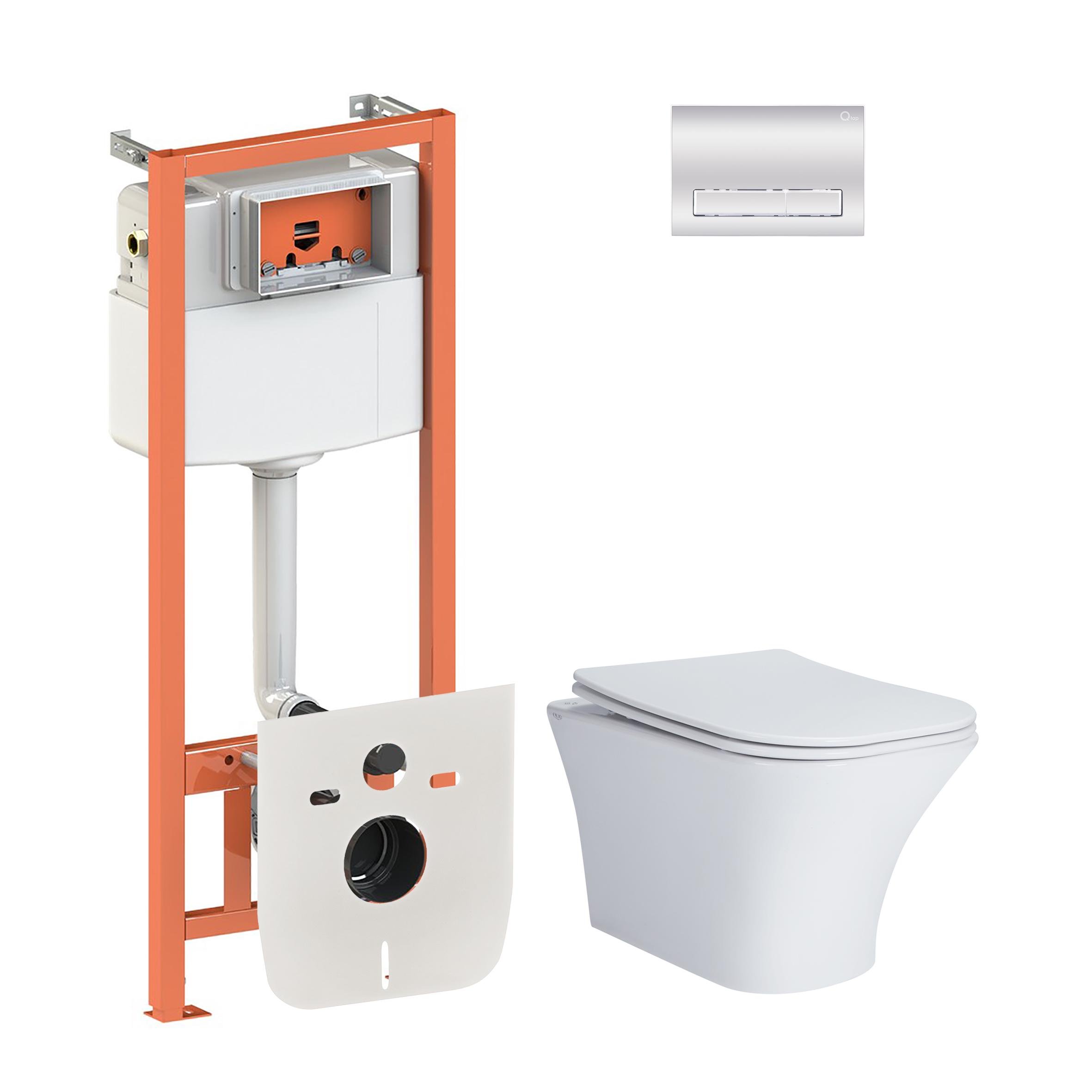 Комплект инсталляции Q-tap Nest QT24332615EW0133M425M08381CRM с унитазом кнопка Хром (124677)