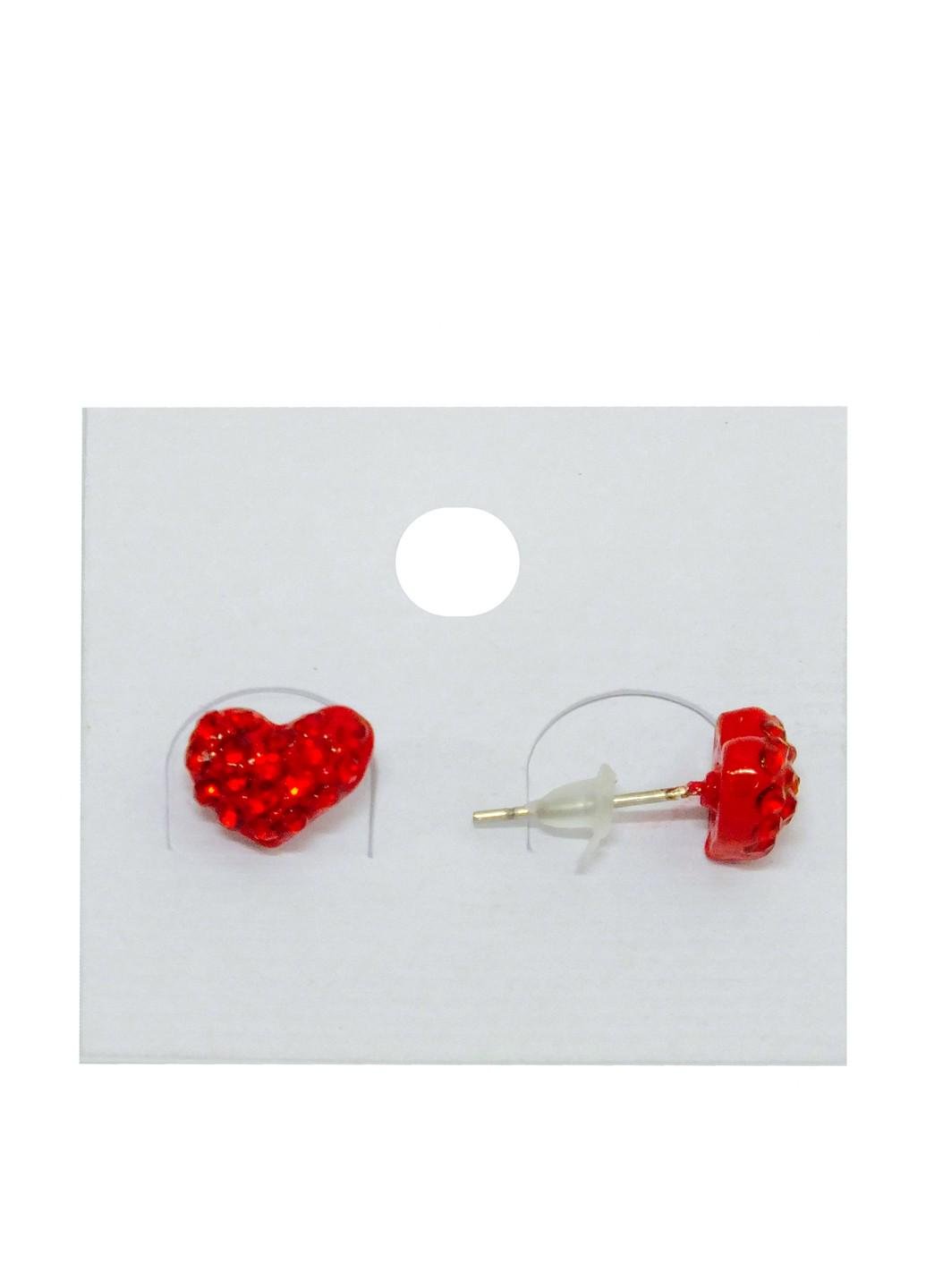 Серьги Сердце Красный (16-414)