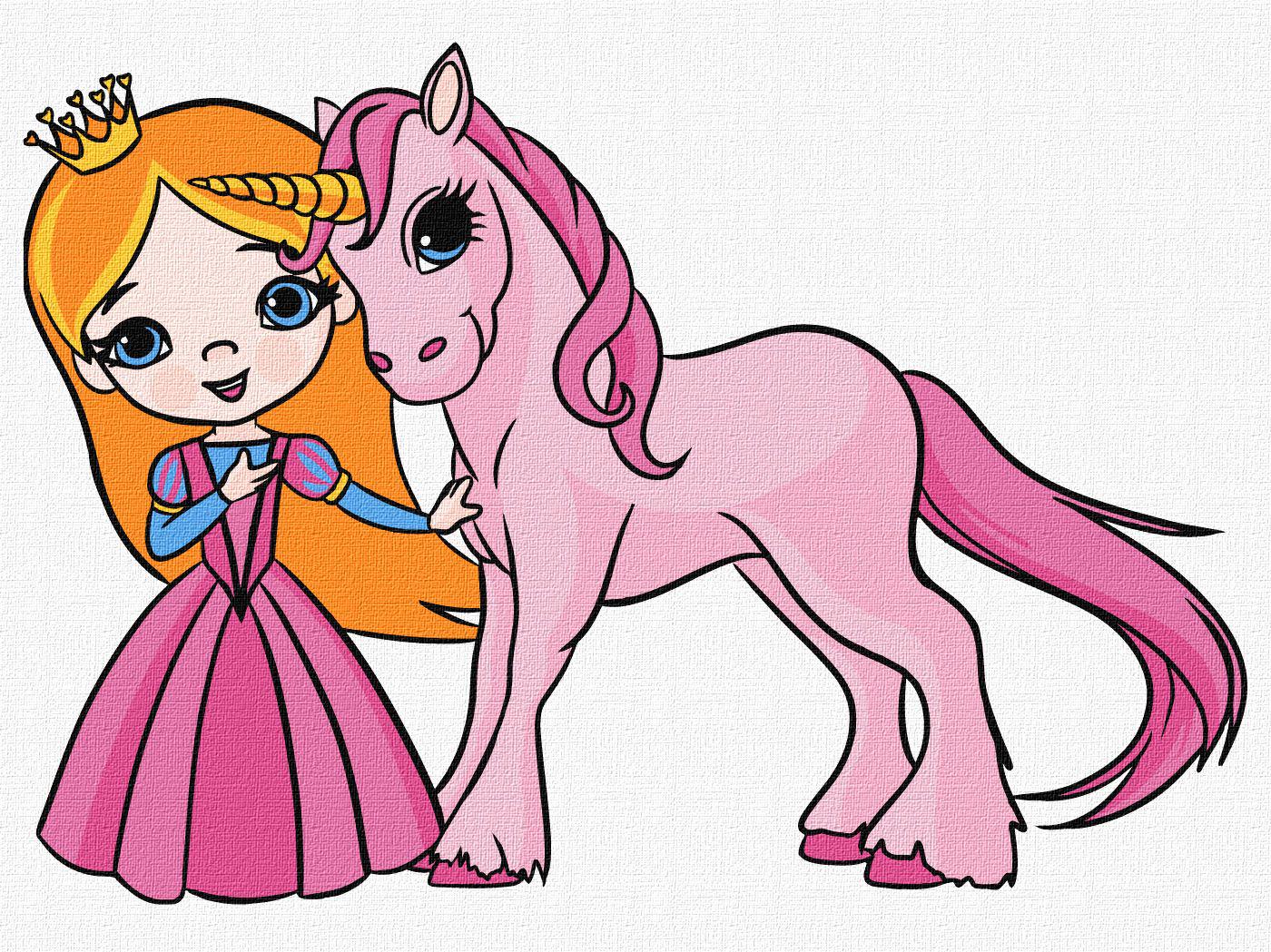 Картина по номерам Идейка Принцесса и единорожек 30x40 см (Id-KHO6205)