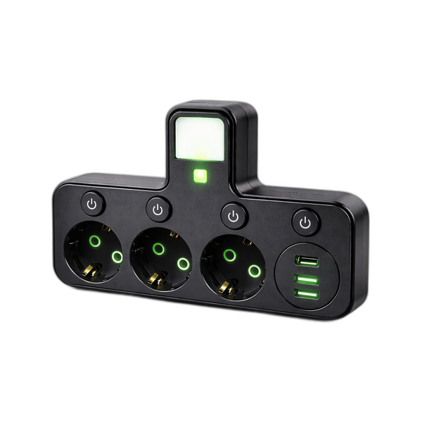 Мережевий філперехідникьтр RIAS 8624UL 3 розетки 2xUSB Type-C LED 2500 Вт Black (3_08185) Мережевий філперехідникьтр RIAS 8624UL 3 розетки 2xUSB Type-C LED 2500 Вт Black (3_08185)