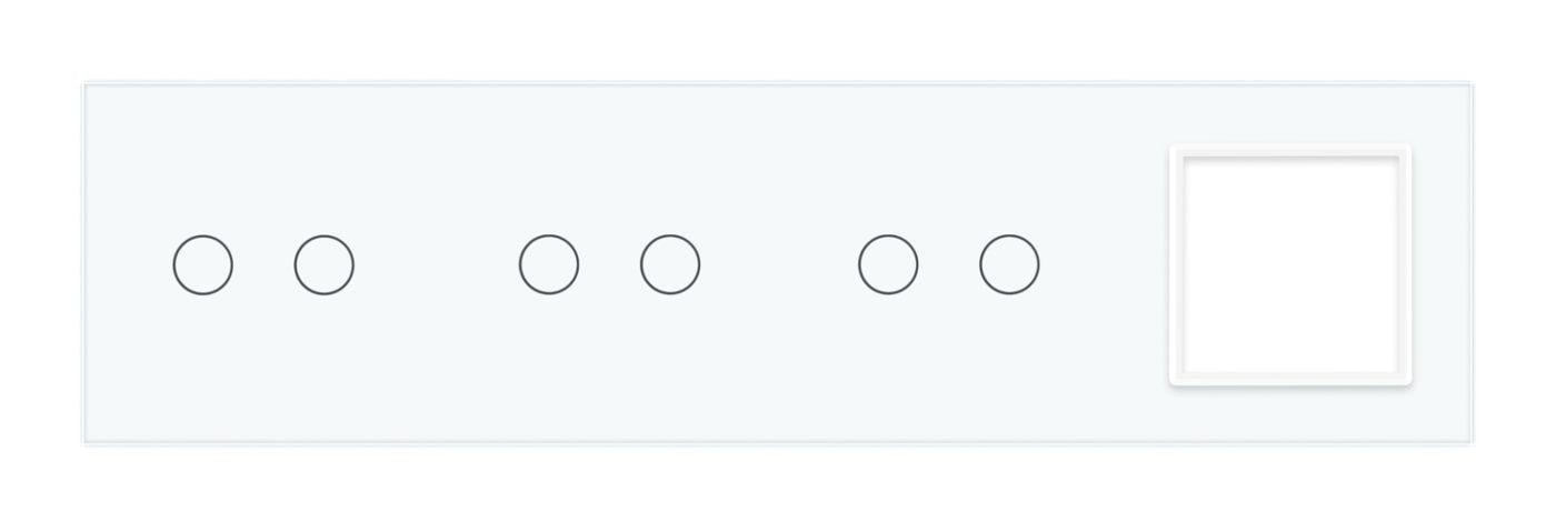 Сенсорна панель вимикача Livolo 6 сенсорів і розетку скляна Білий (VL-P702/02/02/E-8W) - фото 2