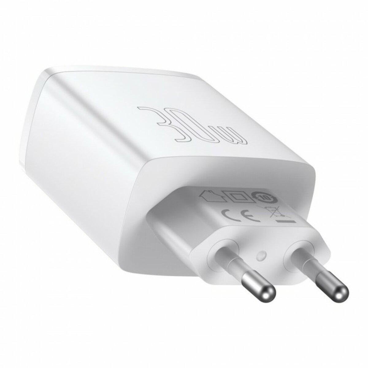 Зарядное устройство BASEUS Compact Quick Charger QC+ PD/Type-C/2хUSB EU 30W White (28089357) - фото 4