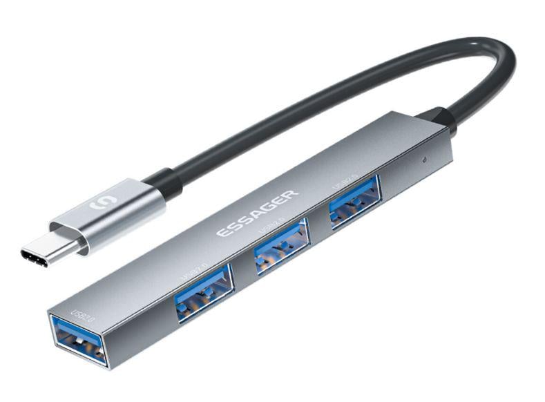 USB-хаб Essager EHBC04-FY0G-P Splitter Type-C Grey (13687399)