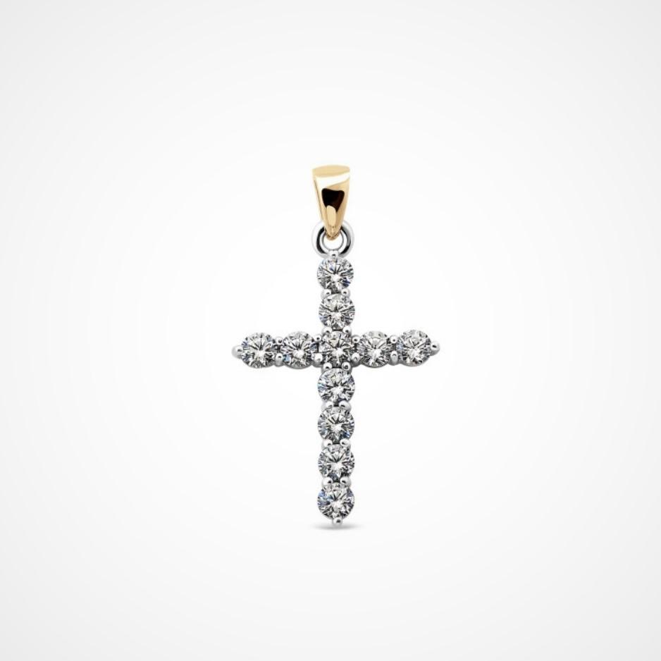 Крест из серебра с белыми камнями 925 с золотой пластиной 375 проба 1,51 г (550п)