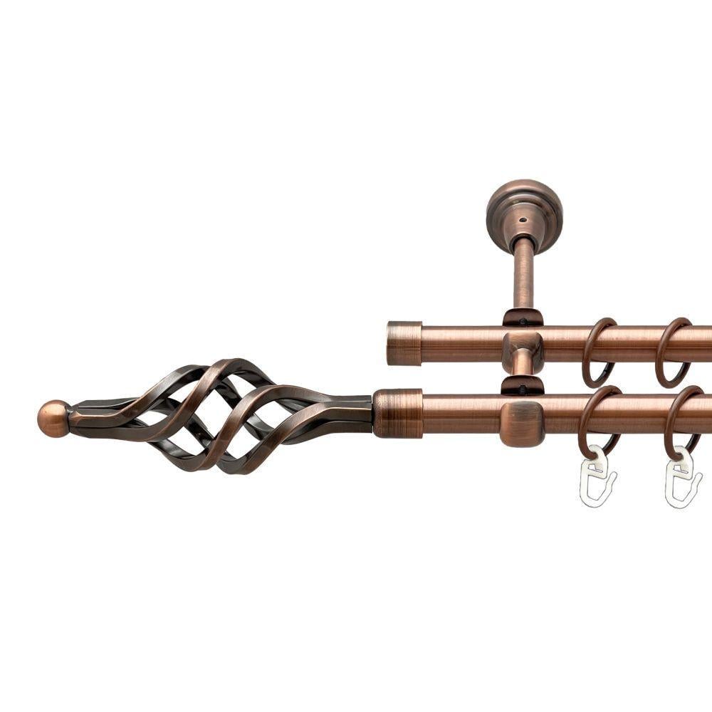 Карниз для штор Orvit Ажур дворядний гладкий 16/16 мм 240 см Антична мідь (00-00020536)