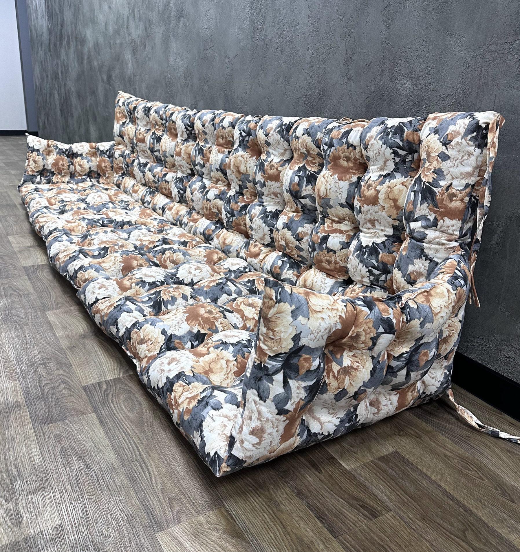 Подушка с бортами Сomfort Home Ashen flowers на поддоны/качели/каркасы/садовая мебель 100х50х50х20 см
