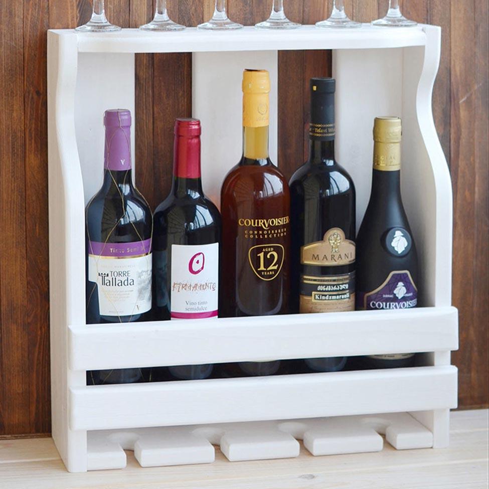 Полка для вина настенная из дерева Сикагура Зефир (ПНК-011920)