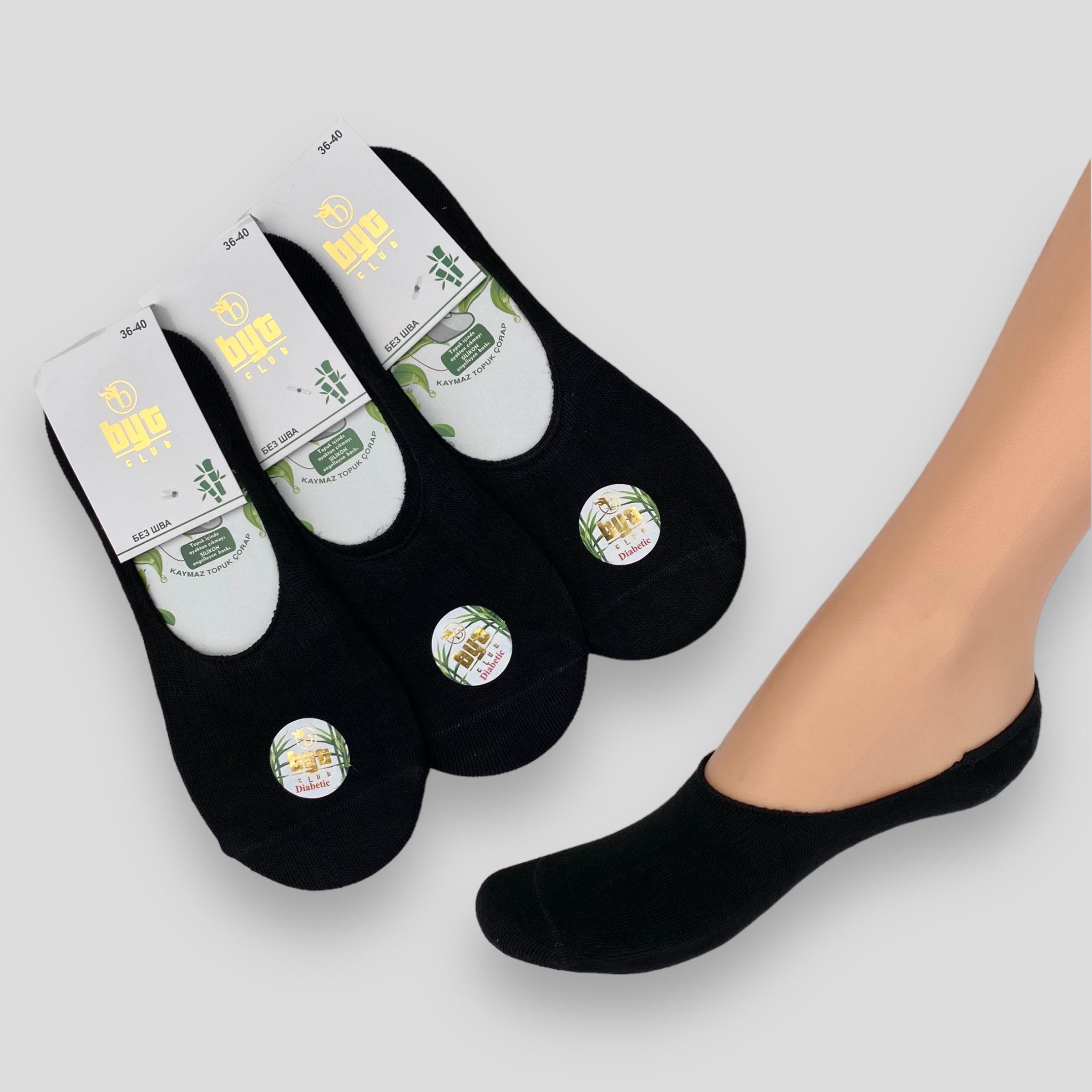 Следы женские Byt Club бесшовные бамбуковые р. 36-40 6 пар Черный (B1171) - фото 2