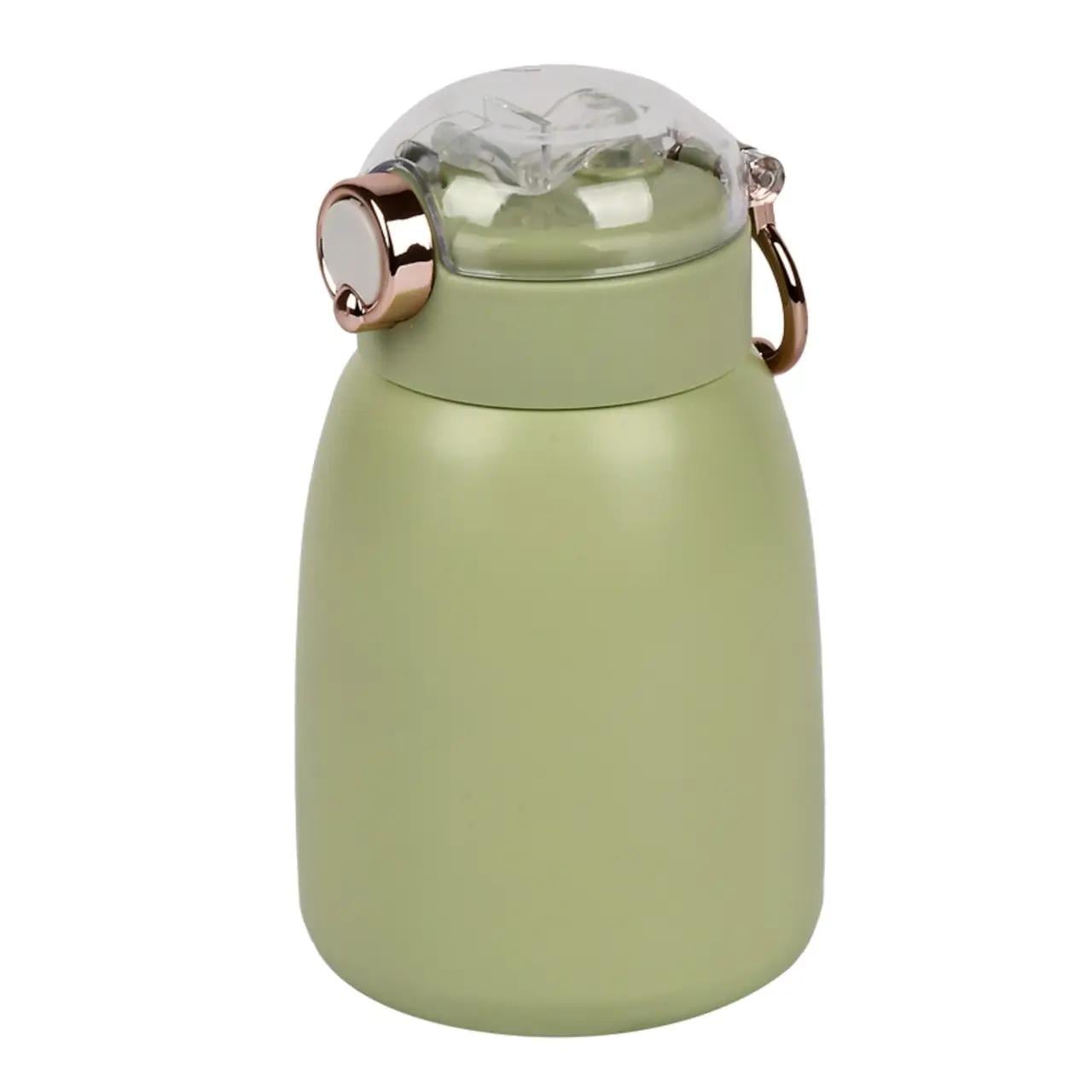 Термос с трубочкой и открывающей кнопкой 400 мл Green