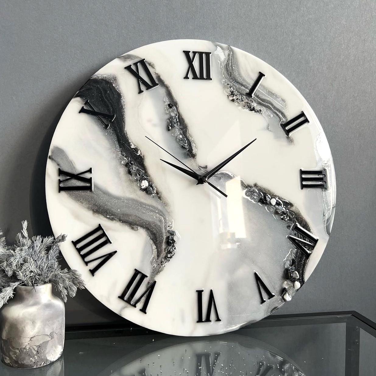 Часы настенные круглые из эпоксидной смолы EPOXY M152 40x40 см