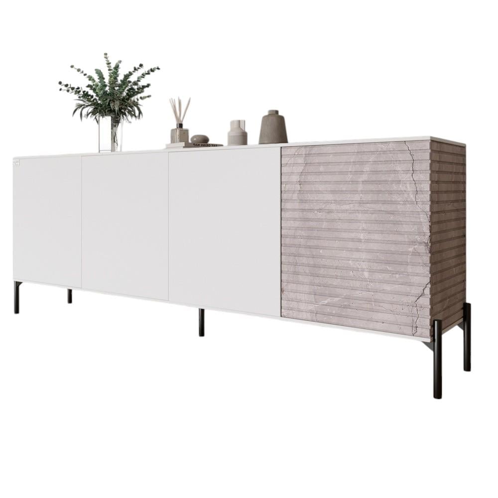 Комод у вітальню Lion Грей на чорних металевих ніжках 204x38x76,5 см Німфея Альба /Камінь (000-000-2044) - фото 2 Комод у вітальню Lion Грей на чорних металевих ніжках 204x38x76,5 см Німфея Альба /Камінь (000-000-2044) - фото 2