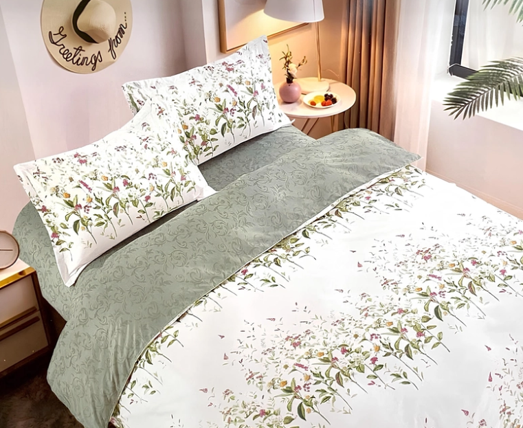 Комплект постельного белья сатин Laura-Grand 21 евро Зеленый/Белый (2917370898)