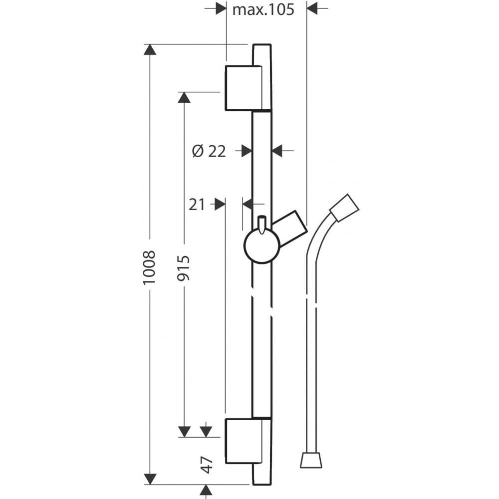 Штанга для душа Hansgrohe Unica S Puro 28631670 Черный (113747) - фото 2