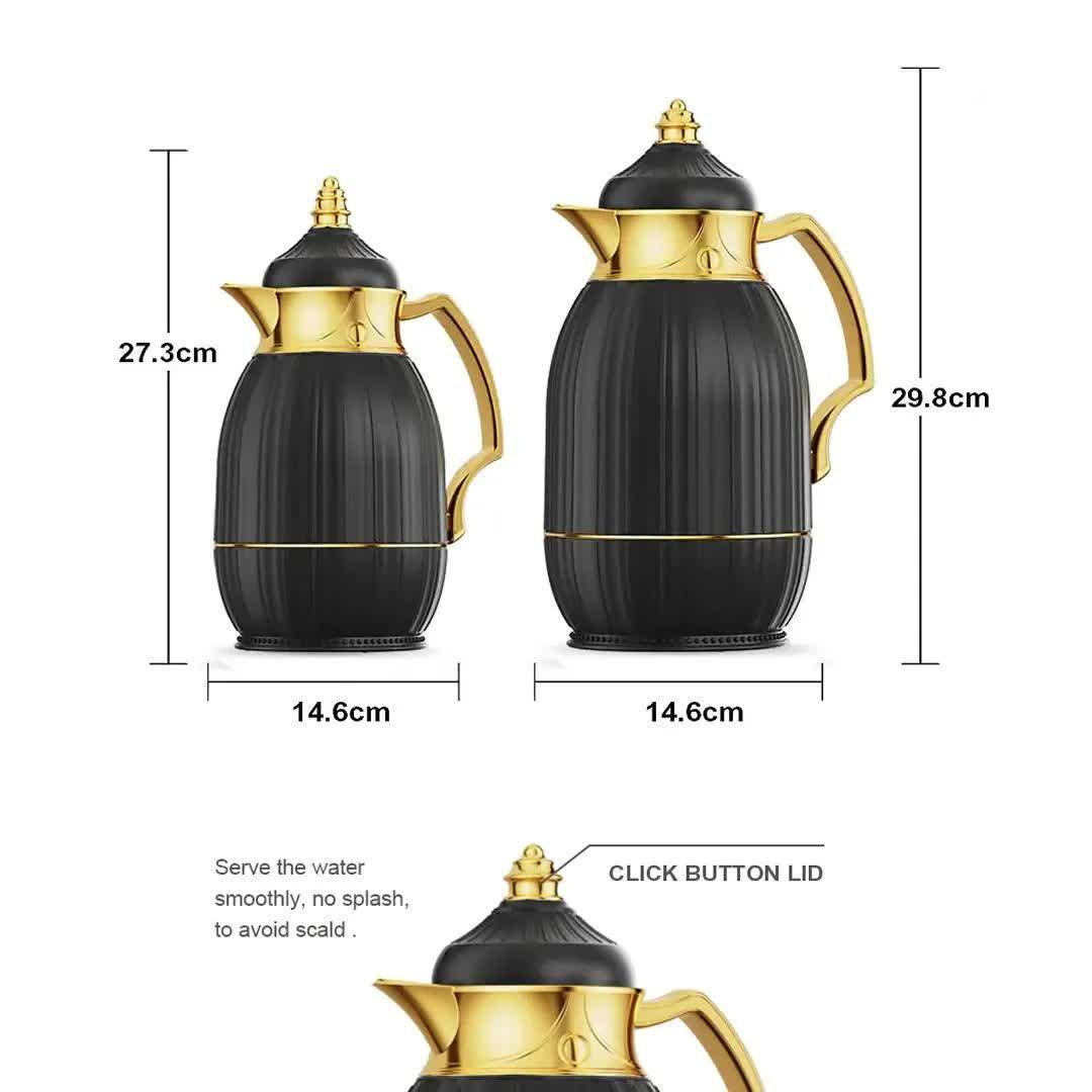 Комплект термос 1 л и кувшин 0,7 л нержавеющая сталь/пластик 2 пр. Черно-золотой (070DT-100) - фото 3 Комплект термос 1 л и кувшин 0,7 л нержавеющая сталь/пластик 2 пр. Черно-золотой (070DT-100) - фото 3