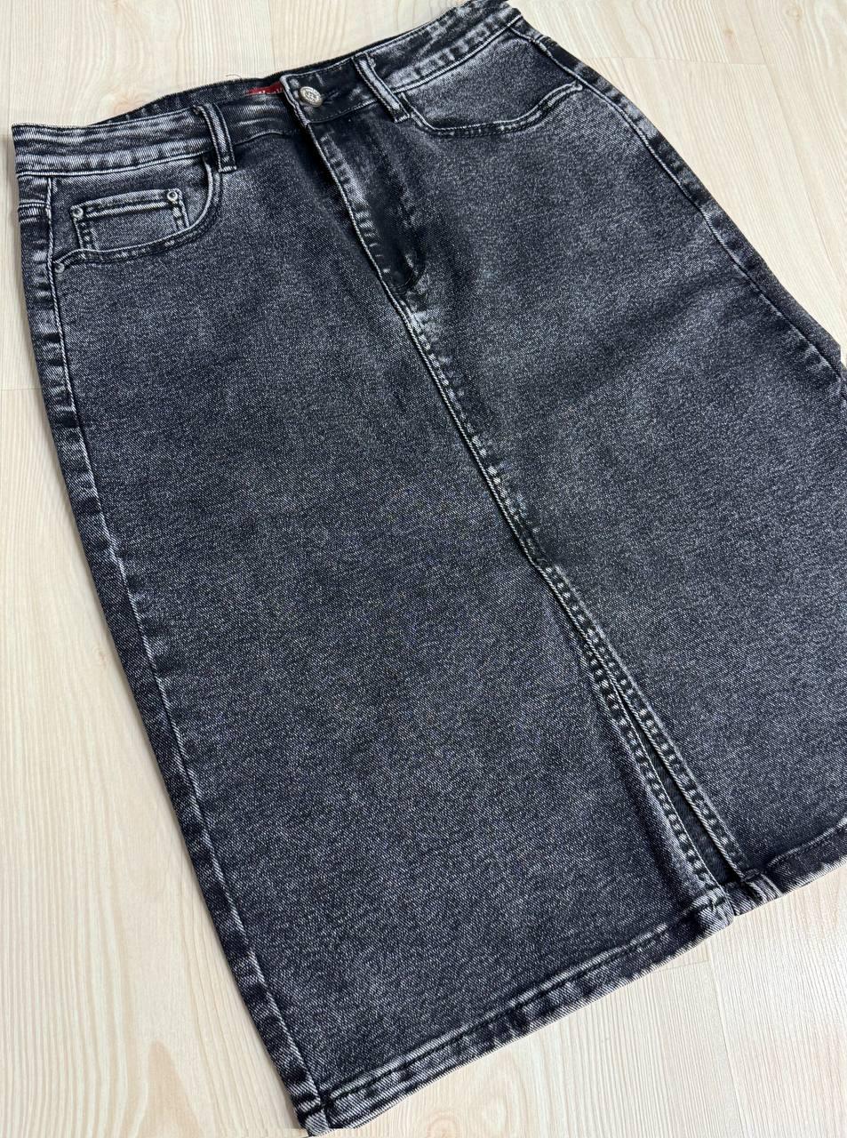 Юбка женская джинсовая Vanver 82050 прямая с разрезом средняя длина р. 32 Черный (4852) - фото 2 Юбка женская джинсовая Vanver 82050 прямая с разрезом средняя длина р. 32 Черный (4852) - фото 2