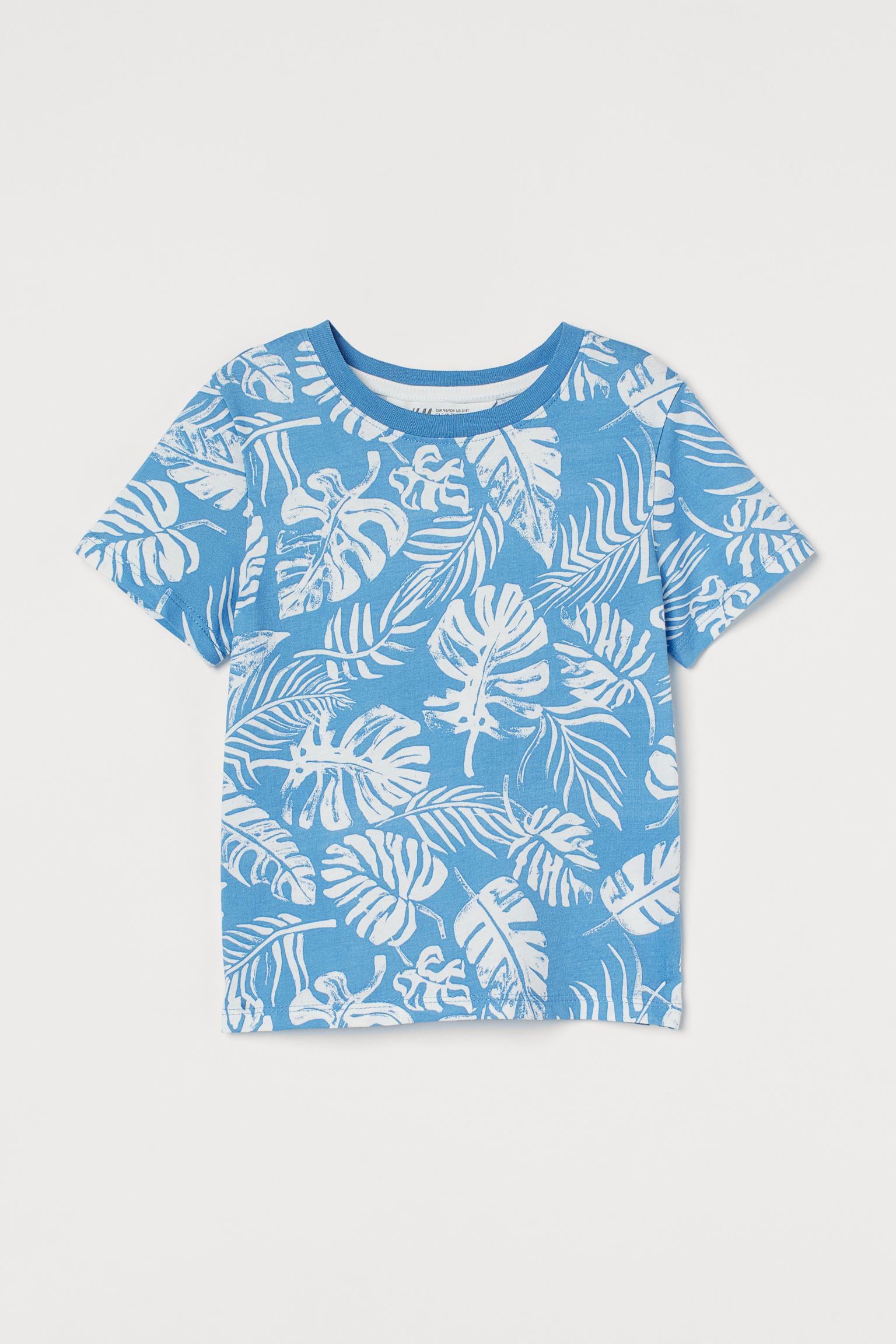 Футболка H&M 98-104 см Блакитний/Білий (S1607933292)