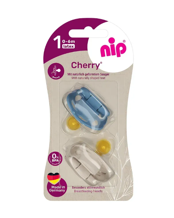 Пустышка Nip Вишенка латекс для девочки 0-6 мес. 2 шт. Голубовато-бежевый (91000-19308)