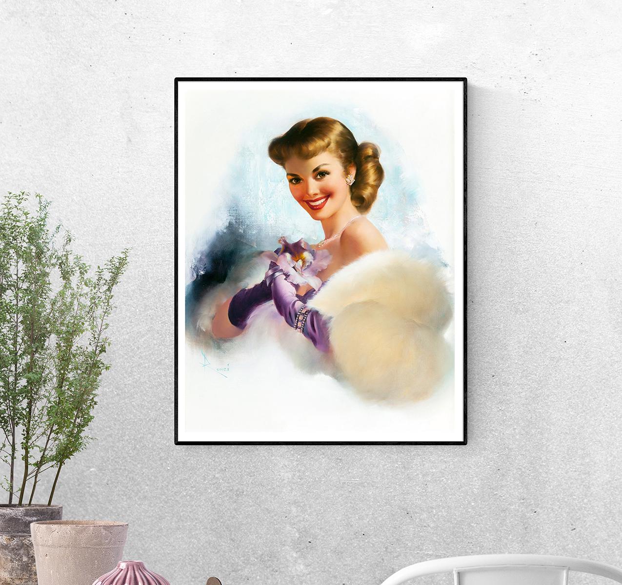 Постер Портрет. Улыбка и лилия. Эдвард Рунчи формат А-2 (pin_up010238_Poster)