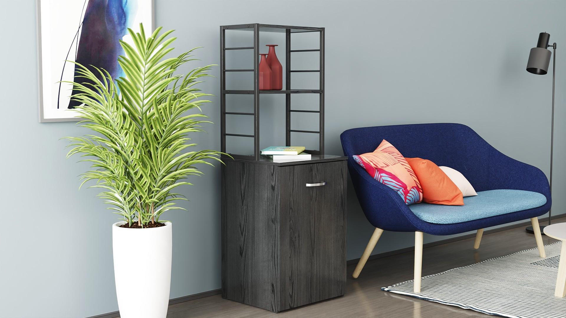 Стіл-тумба трансформер Ferrum-decor Смарт 4/2 з етажеркою метал/ДСП 16 мм 1430x1450x600 мм Чорний/Сосна Кембра (FRD-105132) - фото 8