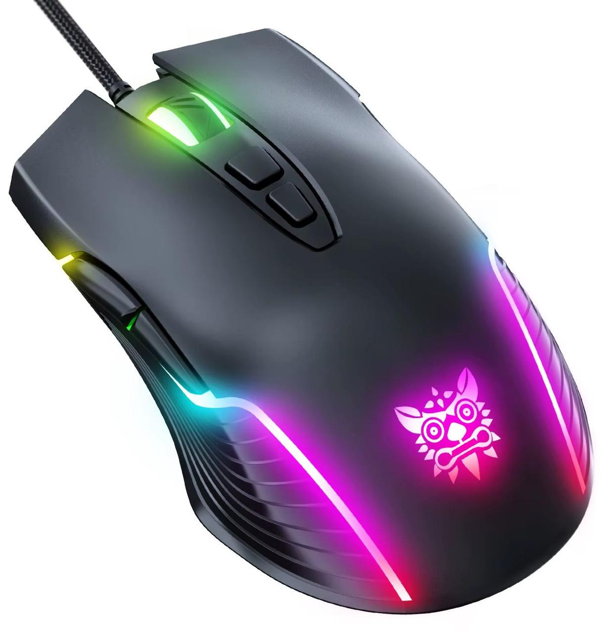 Мышка игровая Onikuma CW-97 6400 DPI RGB подсветка 7 кнопок бесшумная проводная Черный (47387)