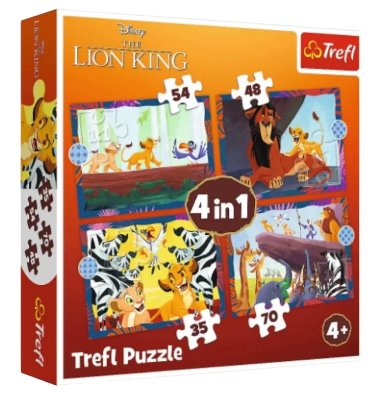 Пазл Trefl Хоробрий Король Лев 34653 4в1 в коробці (5900511346534)