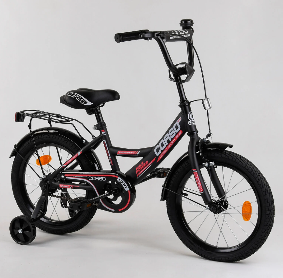 Велосипед дитячий 2-х колісний Corso 16" зібраний на 75% Black/Red (101998)