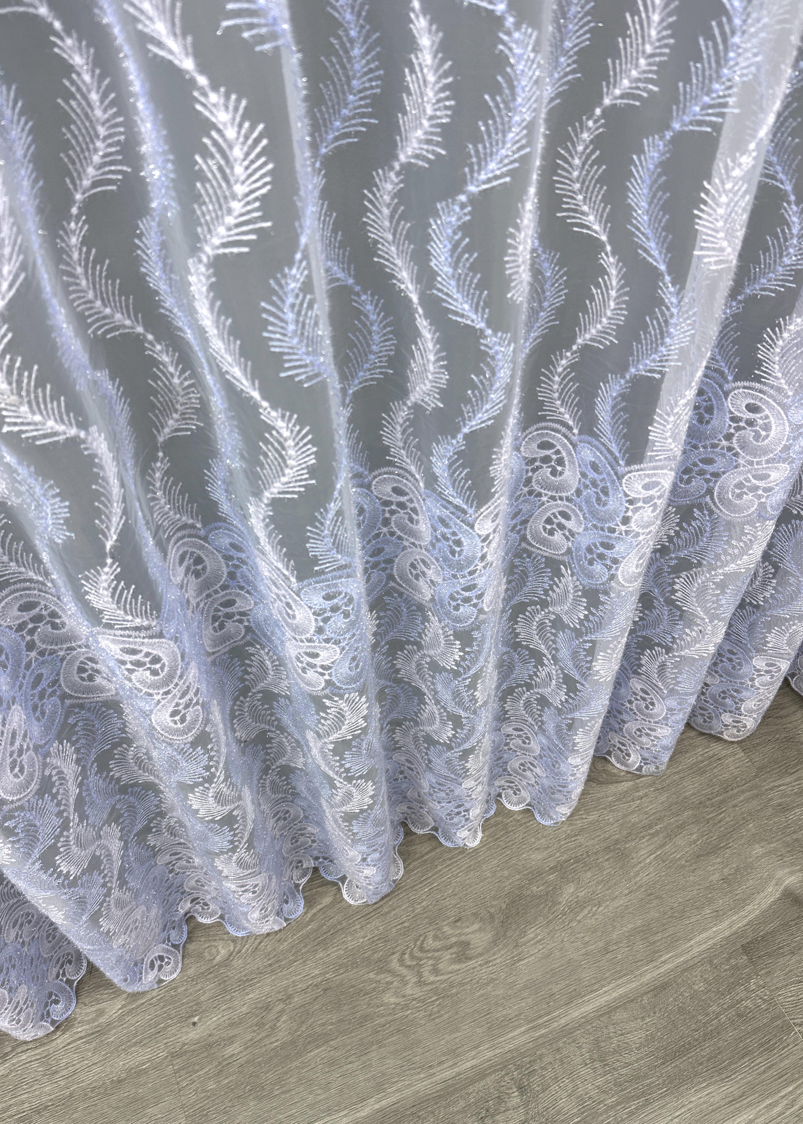 Тюль VR-Textil 1683т Органза с вышивкой и люрексом 300х270 см Голубой/Белый (42-0731) - фото 9