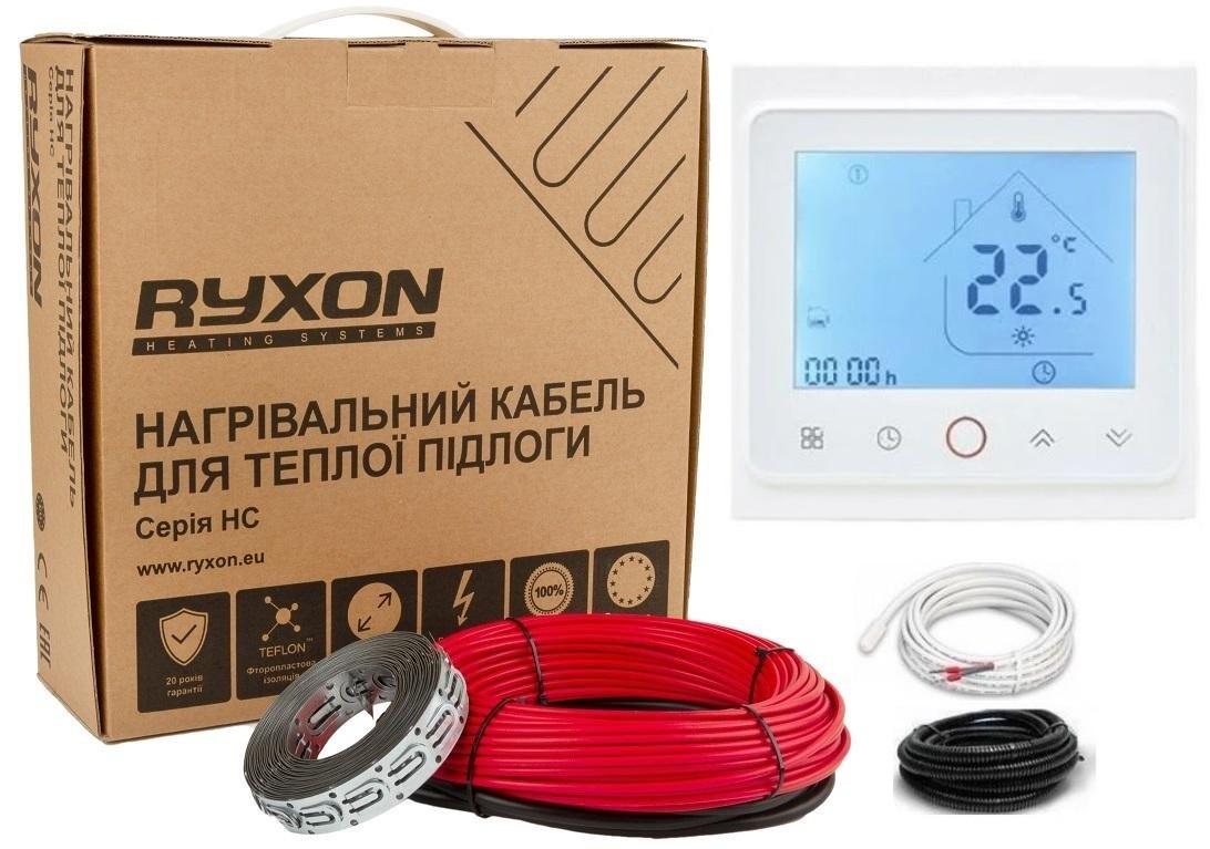 Кабель нагревательный RYXON 15 м²-18 м²/3000 Вт/150 м с программируемым белым терморегулятором TWE02 WiFi