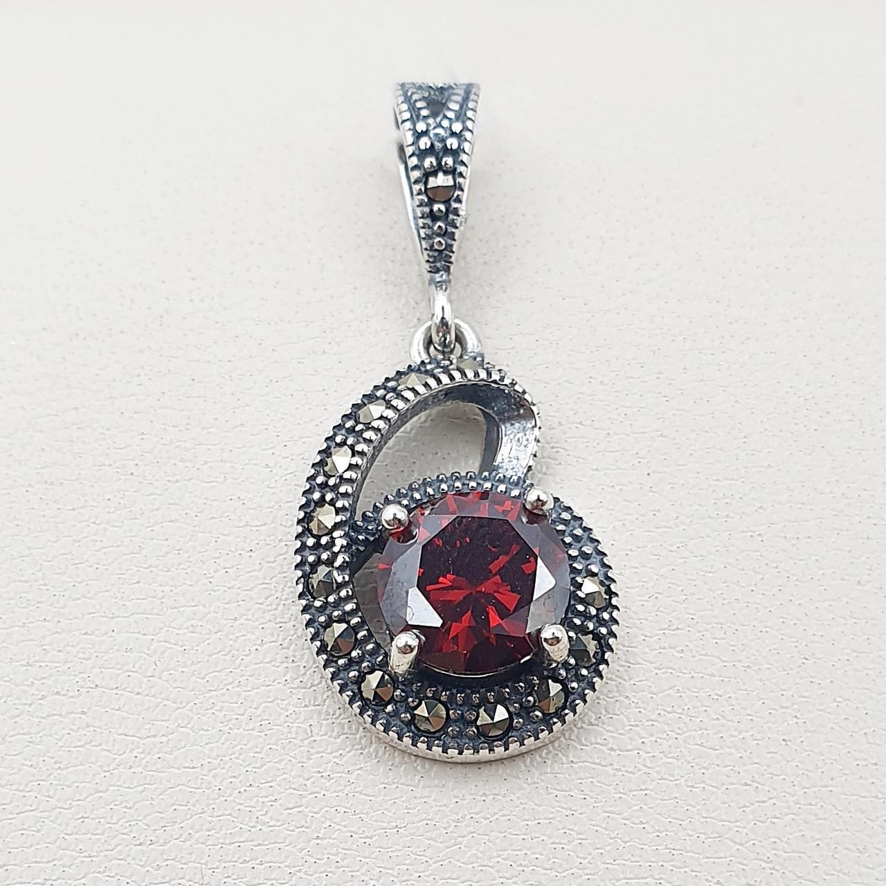 Серебряный кулон с гранатом и марказитом 3,51 г (2707952337)
