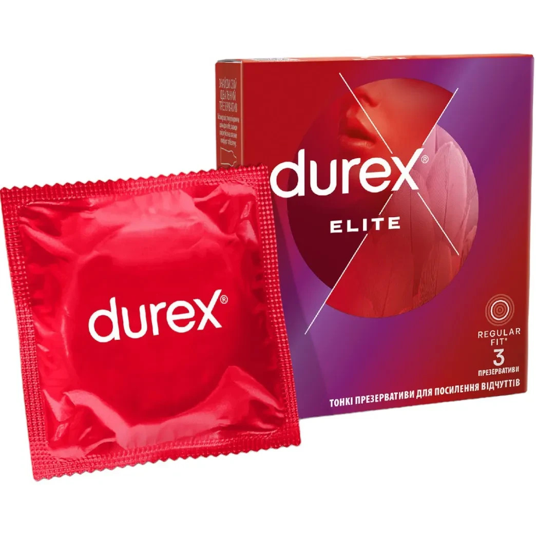 Презервативи латексні з силіконовим мастилом гладкі Durex Elite №3 ультратонкі (000002552)