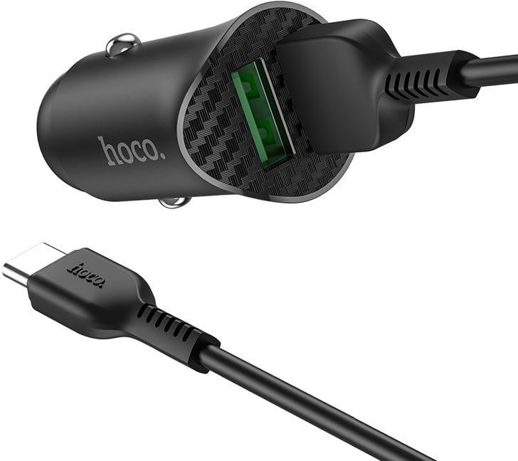 Устройство зарядное автомобильное Hoco Z39 QC3 2 USB/кабель Type-C Black (27495)
