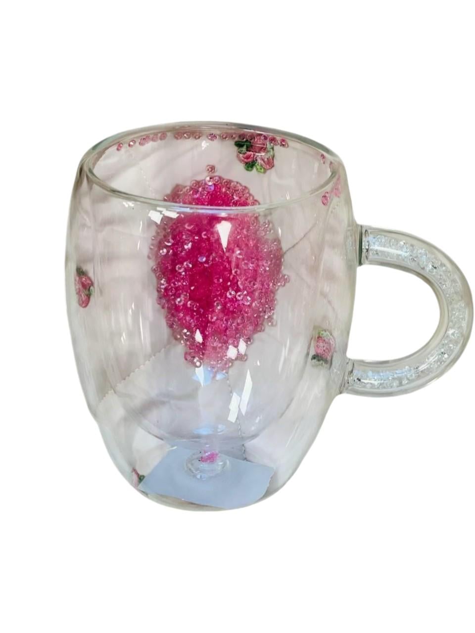 Чашка с двойными стенками и розовым декором внутри 350 мл (OS-102-1631)
