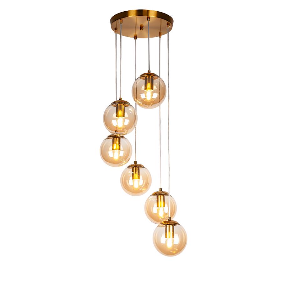 Підвісний світильник 756PR150F-6 BRZ/BR 300 круглий на 6 плафонів Бронза/Коричневий - фото 2 Підвісний світильник 756PR150F-6 BRZ/BR 300 круглий на 6 плафонів Бронза/Коричневий - фото 2