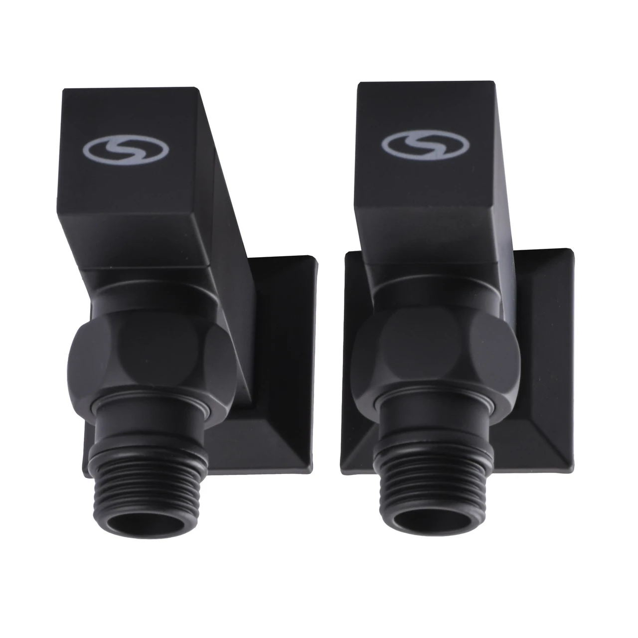 Комплект полуоборотных кранов угловых с американкой Solomon LUX 1/2" CUBE 8888 Black (23500565) - фото 3