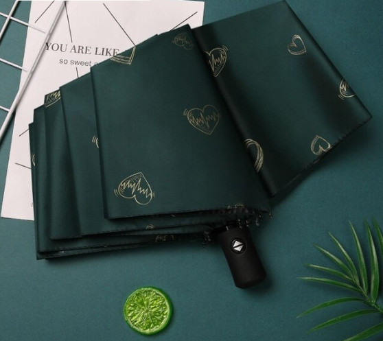 Парасоля міні складана 7840 95 см серце Зелений (4399232)