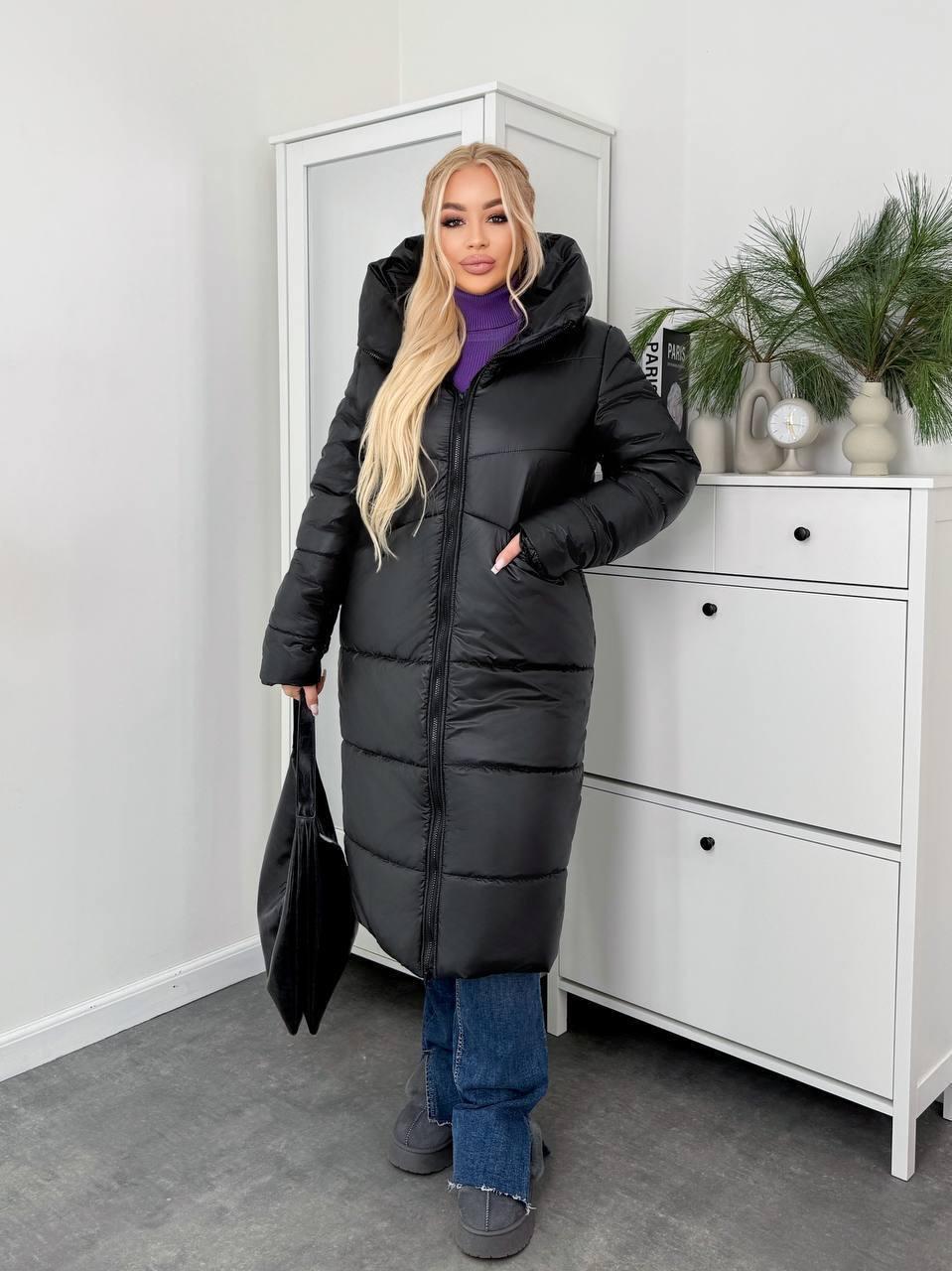 Пуховик жіночий зимовий подовжений до -20°С батал 4XL-5XL Чорний (OV-1099BL-4XL-5XL) - фото 7 Пуховик жіночий зимовий подовжений до -20°С батал 4XL-5XL Чорний (OV-1099BL-4XL-5XL) - фото 7