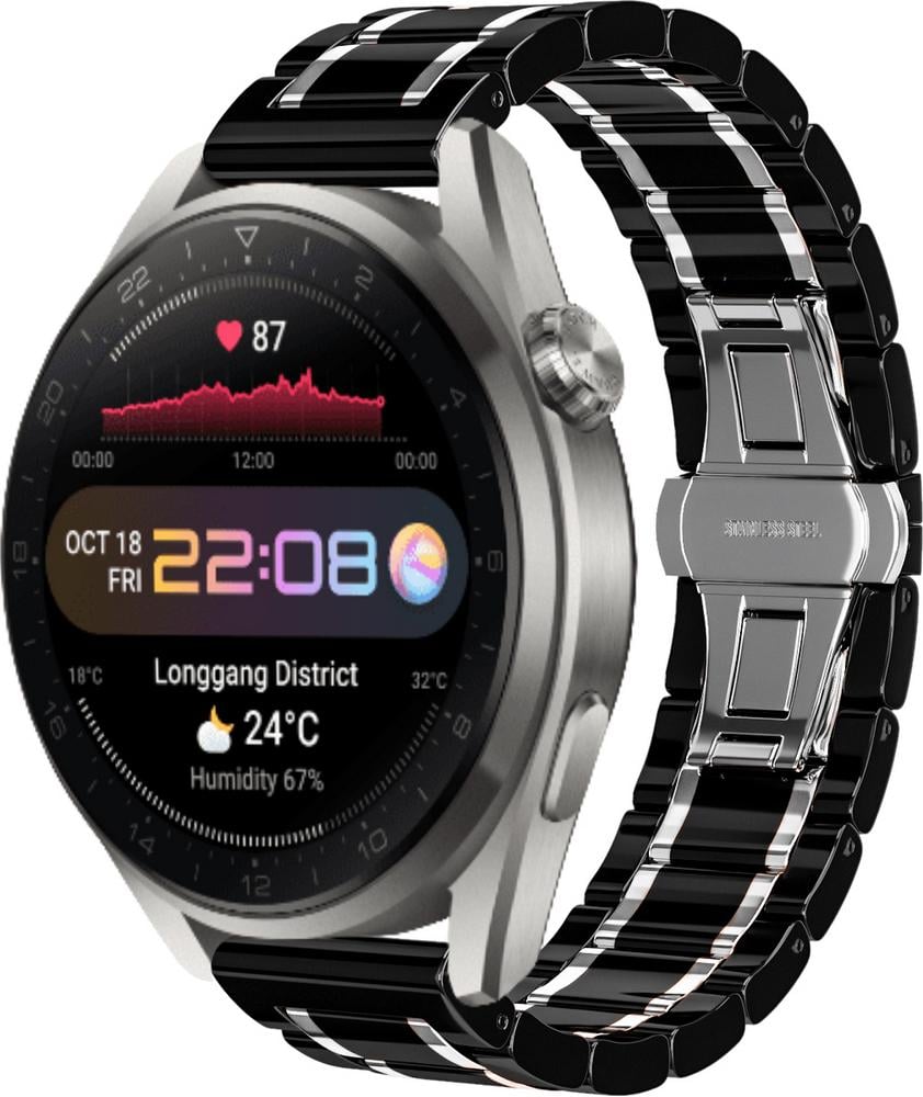 Ремешок керамический Ceramo для Huawei Watch 3 Pro Black/White (28709-1E)