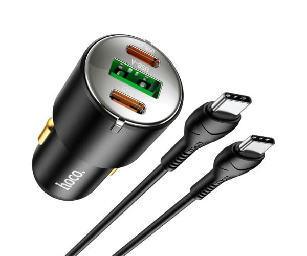 Пристрій зарядний автомобільний Hoco NZ6 PD45W/QC3.0 2Type-C/1USB/3A/Type-C/Type-C Black