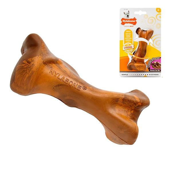 Іграшка для собак жувальна Nylabone Strong Chew Rubber Bone S зі смаком яловичини з підливою (83314)