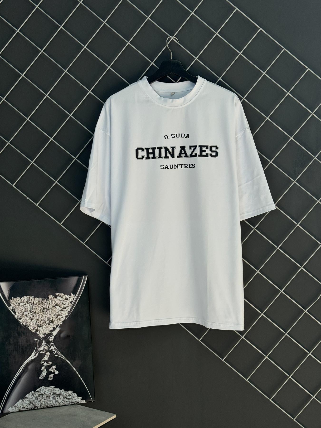 Футболка мужская Chinazes оверсайз трикотажная XL Белый (26361/1/4)
