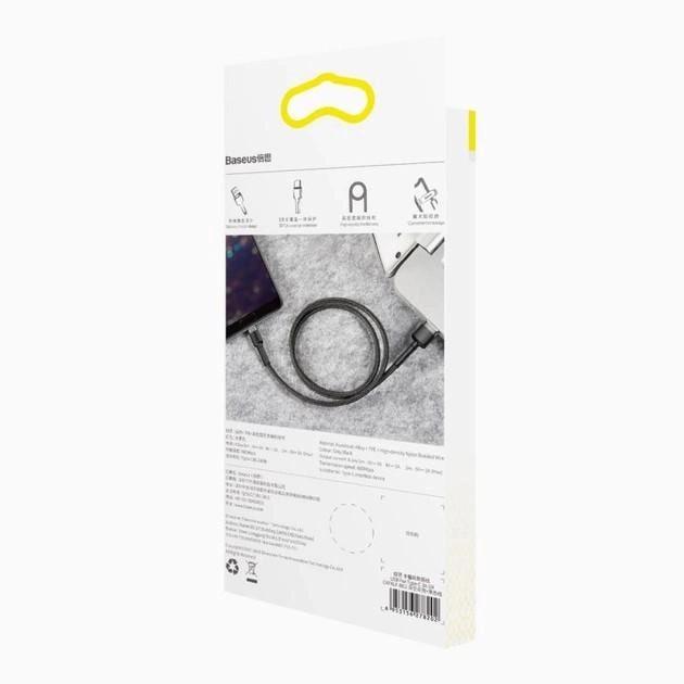Кабель для швидкого заряджання BASEUS Cafule Cable USB для Type-C Quick Charge 3,0 3 A 1 м Black/Grey (CATKLF-BG1) - фото 10 Кабель для швидкого заряджання BASEUS Cafule Cable USB для Type-C Quick Charge 3,0 3 A 1 м Black/Grey (CATKLF-BG1) - фото 10