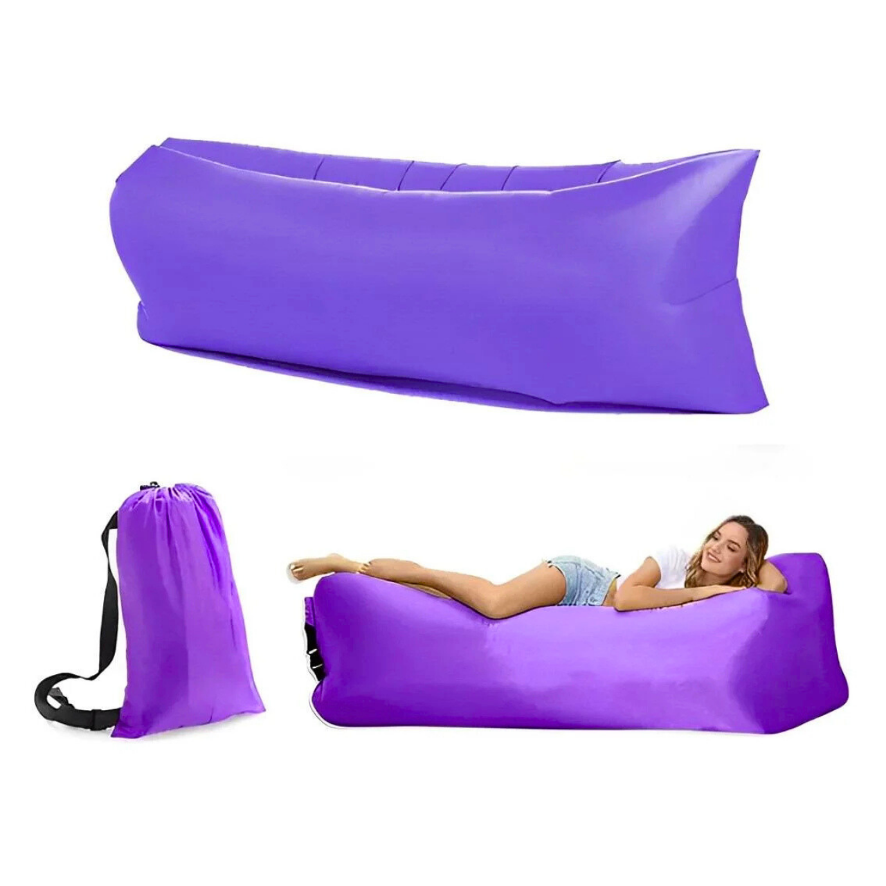 Лежак надувной Lamzac X-2 MAX двухслойный 200х90х70 см до 200 кг Фиолетовый (TM001277) - фото 3 Лежак надувной Lamzac X-2 MAX двухслойный 200х90х70 см до 200 кг Фиолетовый (TM001277) - фото 3