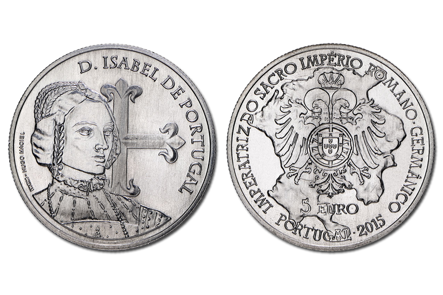Коллекционная монета Португалия 5 евро 2015 Королева Изабель Португальский UNC (KM#865)
