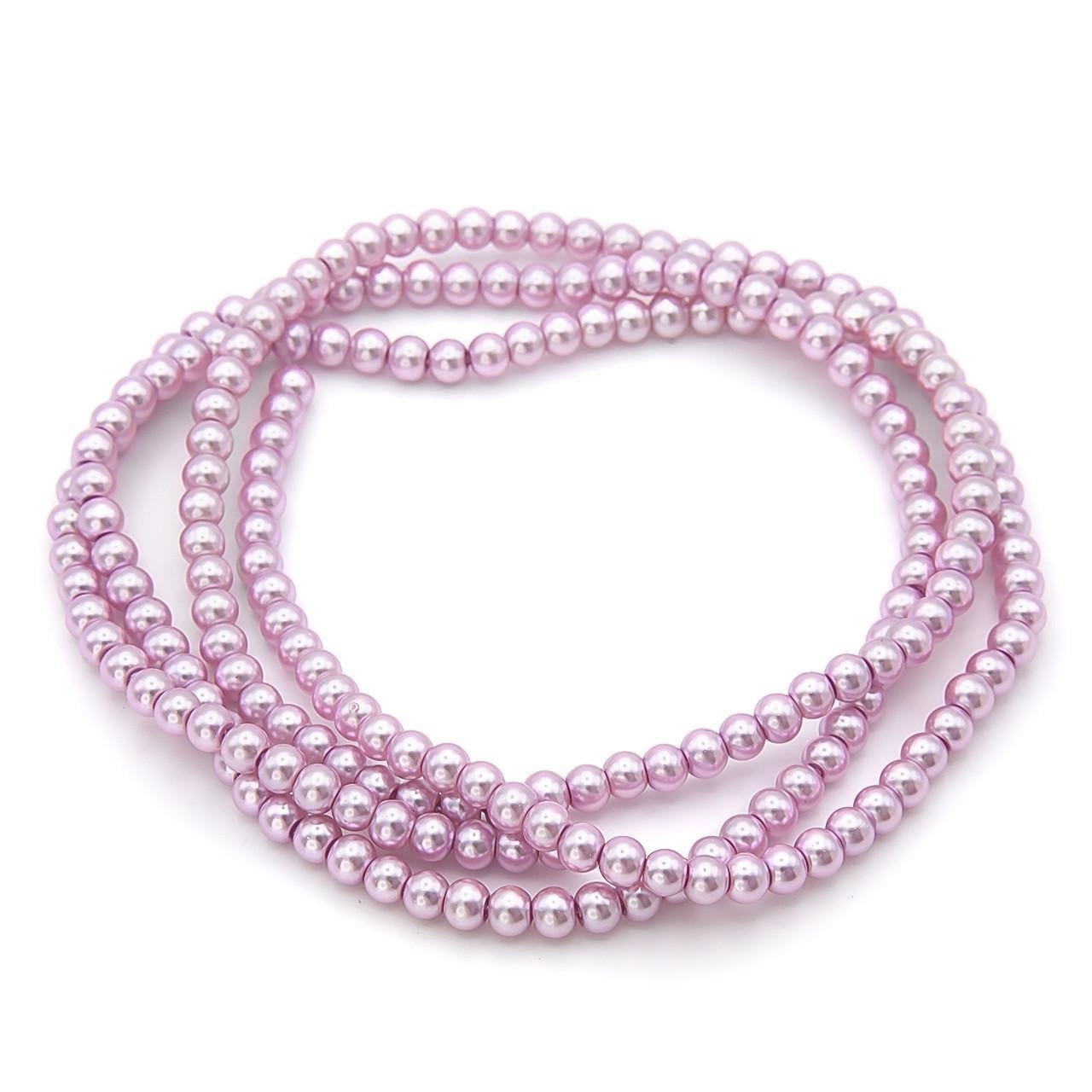 Бусины стеклянные на нитке под жемчуг 6 мм 80 см 145 шт. Лавандовый (БЖ0006ш47)