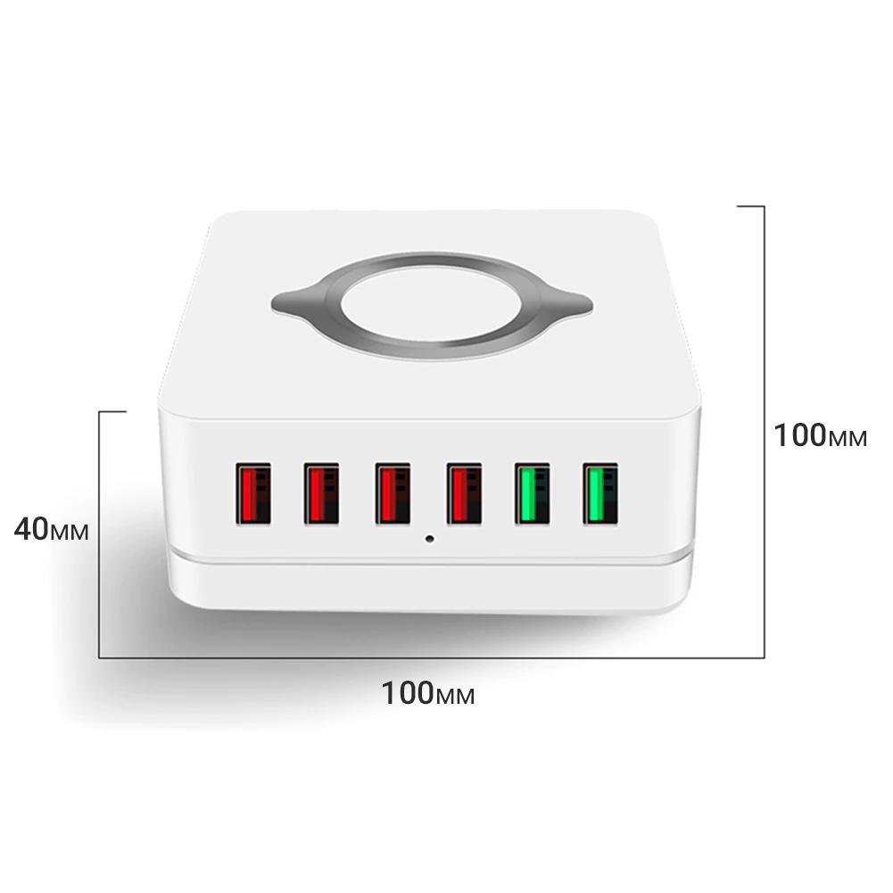 Мультизарядна док-станція Addap MCS-E6 на 6 USB портів з бездротовою зарядкою 75 W - фото 5