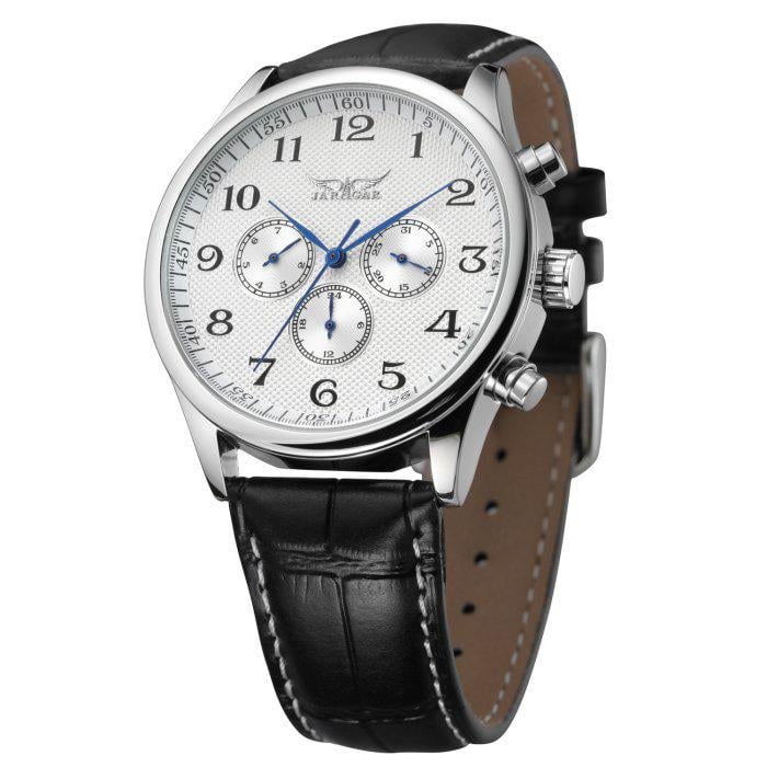 Часы мужские Jaragar Elite со стальным корпусом 41х10 мм Серебро с черным (150-96-1012) Часы мужские Jaragar Elite со стальным корпусом 41х10 мм Серебро с черным (150-96-1012)