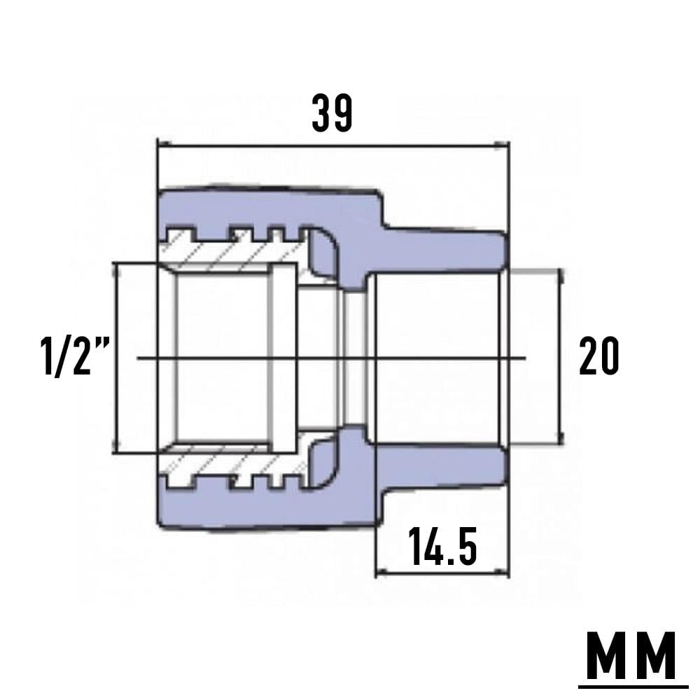 Муфта з металевим внутрішнім різьбленням Wavin PP-R 20 мм 1/2" - фото 2