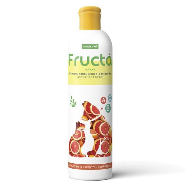 Шампунь кондиціонер-бальзам Magic pet Fruit line 3в1 для собак від лупи 220 мл Грейпфрутовий (9015)